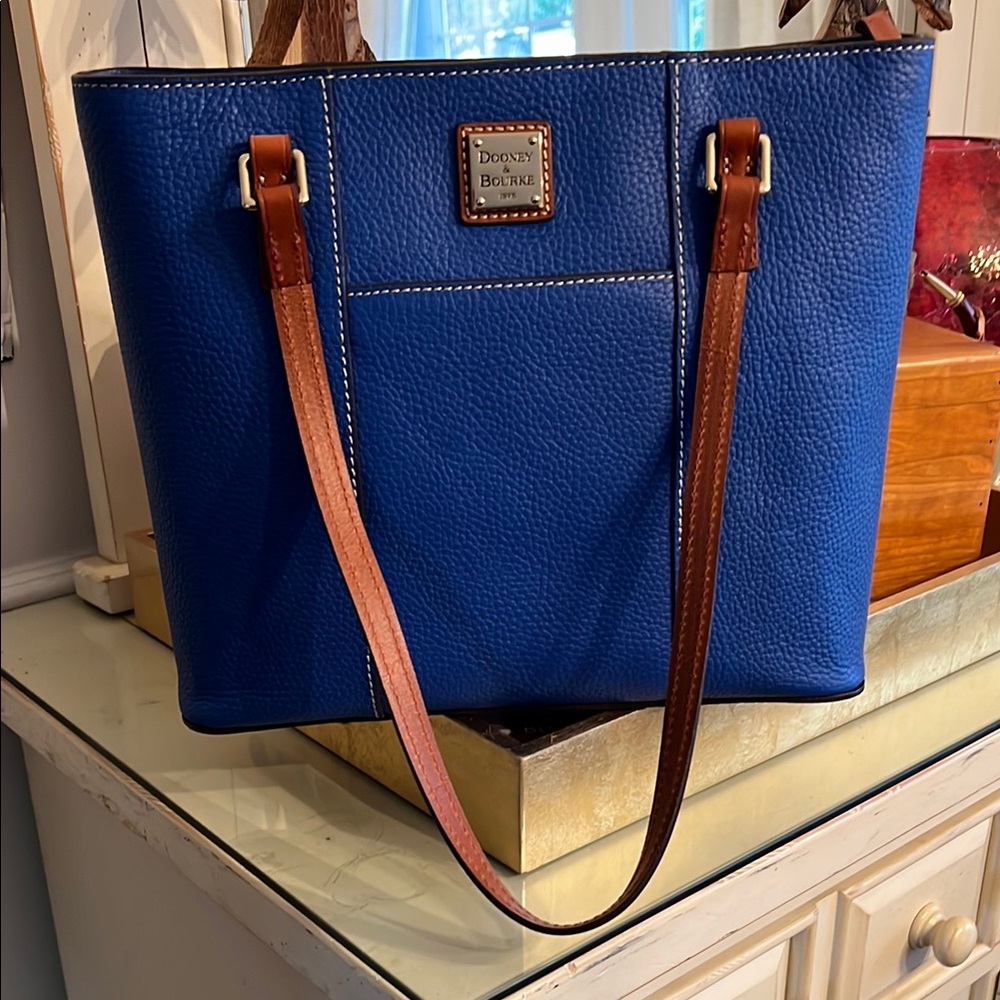 Dooney & Bourke Blue Leather Tote Bag